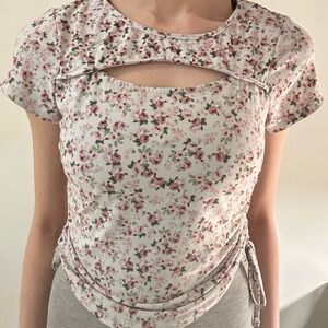Floral Cutout Top